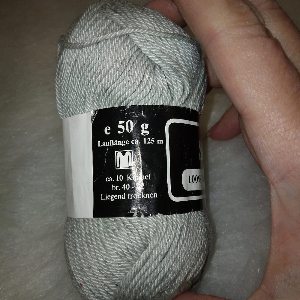 YARN Super Glanz 100% cotton yarn in light gray, made in Germany